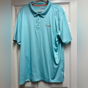 Columbia Blue Polo Shirt Moisture-Wicking Athletic Fit